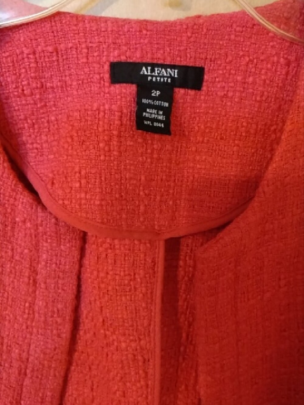 Alfani Coral-Pink Tweed Collarless Zip-Pocket Jacket - Picture 3 of 3